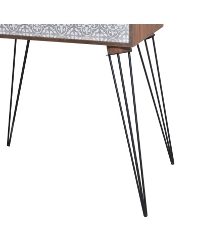 Table de chevet avec 1 tiroir rectangulaire Marron  