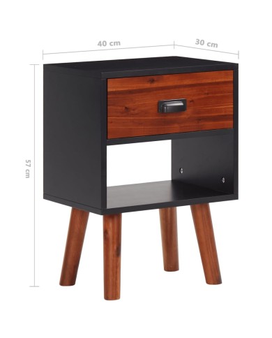 Bois d'acacia massif Table de chevet 40x30x57 cm