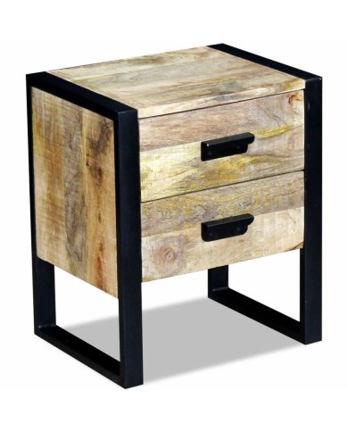 Table auxiliaire à 2 tiroirs 43 x 33 x 51 cm Bois de manguier massif