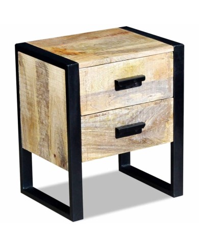 Table auxiliaire à 2 tiroirs 43 x 33 x 51 cm Bois de manguier massif