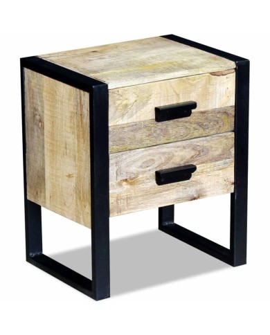 Table auxiliaire à 2 tiroirs 43 x 33 x 51 cm Bois de manguier massif