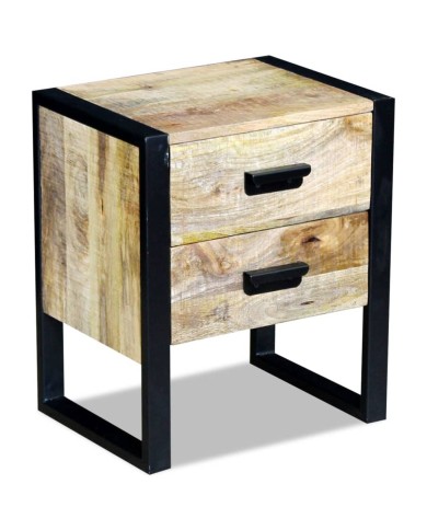 Table auxiliaire à 2 tiroirs 43 x 33 x 51 cm Bois de manguier massif