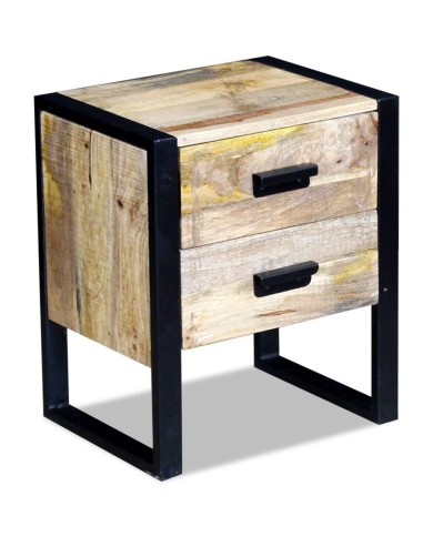Table auxiliaire à 2 tiroirs 43 x 33 x 51 cm Bois de manguier massif