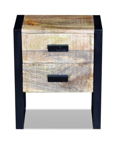 Table auxiliaire à 2 tiroirs 43 x 33 x 51 cm Bois de manguier massif