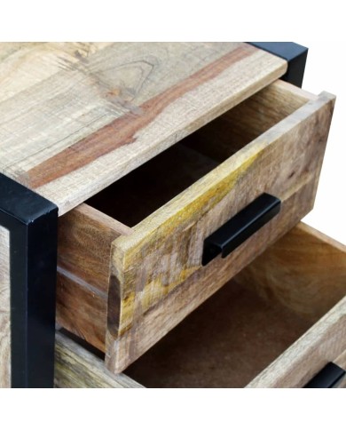Table auxiliaire à 2 tiroirs 43 x 33 x 51 cm Bois de manguier massif