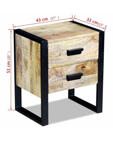 Table auxiliaire à 2 tiroirs 43 x 33 x 51 cm Bois de manguier massif