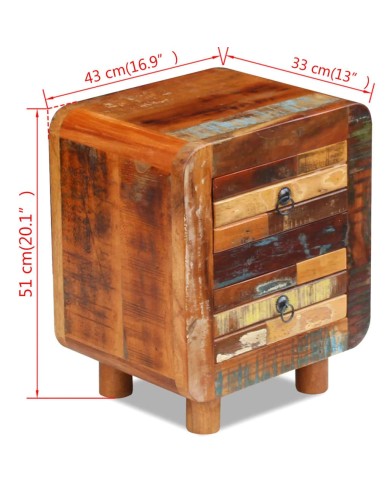 Table de chevet Bois de récupération massif 43 x 33 x 51 cm