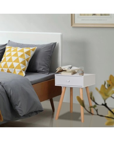 Table de chevet 2 pcs Bois de pin massif 40 x 30 x 61 cm Blanc