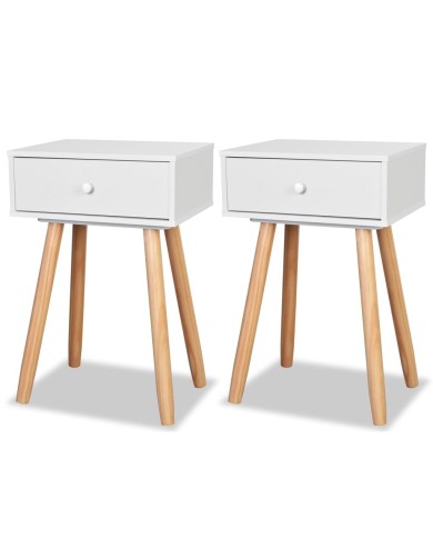 Table de chevet 2 pcs Bois de pin massif 40 x 30 x 61 cm Blanc