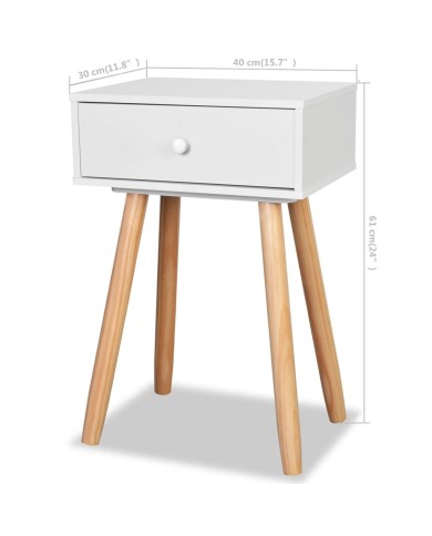 Table de chevet 2 pcs Bois de pin massif 40 x 30 x 61 cm Blanc