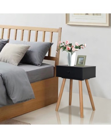 Table de chevet 2 pcs Bois de pin massif 40 x 30 x 61 cm Noir