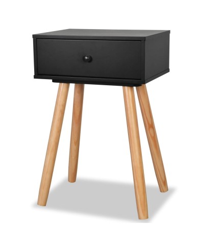 Table de chevet 2 pcs Bois de pin massif 40 x 30 x 61 cm Noir