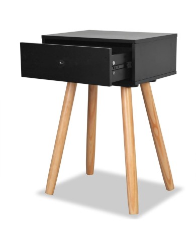 Table de chevet 2 pcs Bois de pin massif 40 x 30 x 61 cm Noir