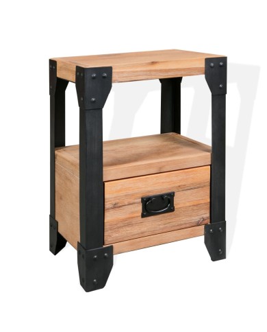 Table de chevet Bois d'acacia Acier 40 x 30 x 54 cm      