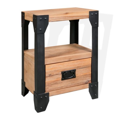 Table de chevet Bois d'acacia Acier 40 x 30 x 54 cm      