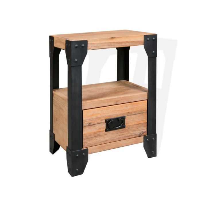 Table de chevet Bois d'acacia Acier 40 x 30 x 54 cm      