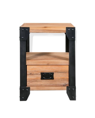Table de chevet Bois d'acacia Acier 40 x 30 x 54 cm      