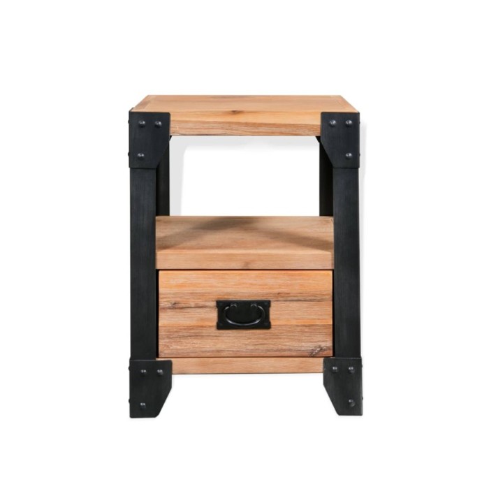 Table de chevet Bois d'acacia Acier 40 x 30 x 54 cm      