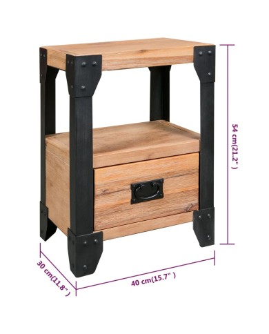 Table de chevet Bois d'acacia Acier 40 x 30 x 54 cm      