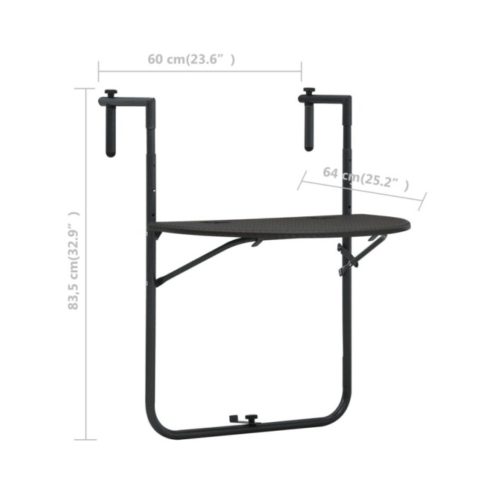 Table de balcon Marron 60x64x83,5 cm Plastique Aspect de rotin