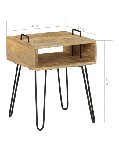 Table de chevet Bois de manguier massif 40 x 34 x 47 cm