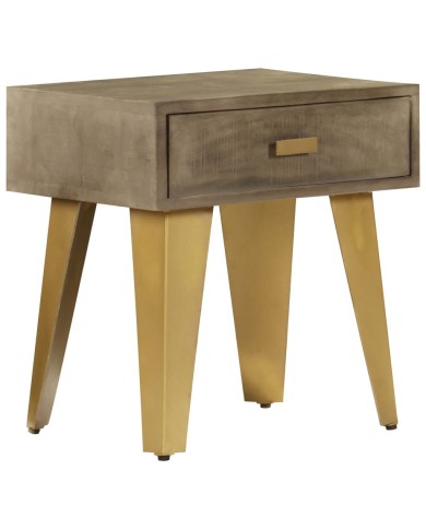 Table de chevet 45x35x48 cm Bois solide de manguier et fonte