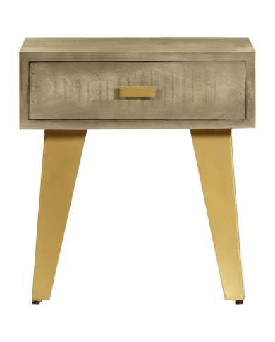 Table de chevet 45x35x48 cm Bois solide de manguier et fonte
