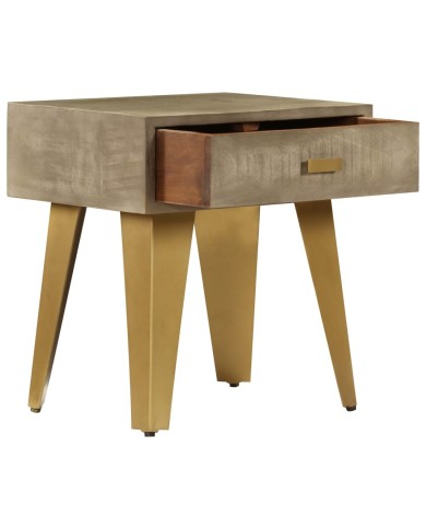 Table de chevet 45x35x48 cm Bois solide de manguier et fonte