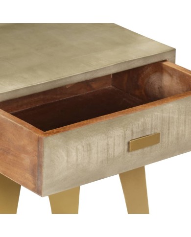Table de chevet 45x35x48 cm Bois solide de manguier et fonte