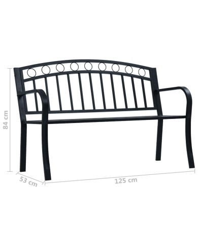 Banc de jardin 125 cm Noir Acier