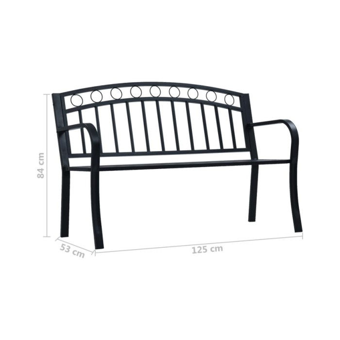 Banc de jardin 125 cm Noir Acier