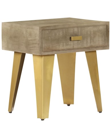 Table de chevet 45x35x48 cm Bois solide de manguier et fonte