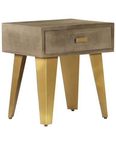 Table de chevet 45x35x48 cm Bois solide de manguier et fonte