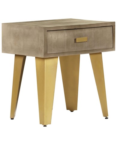 Table de chevet 45x35x48 cm Bois solide de manguier et fonte