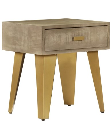 Table de chevet 45x35x48 cm Bois solide de manguier et fonte