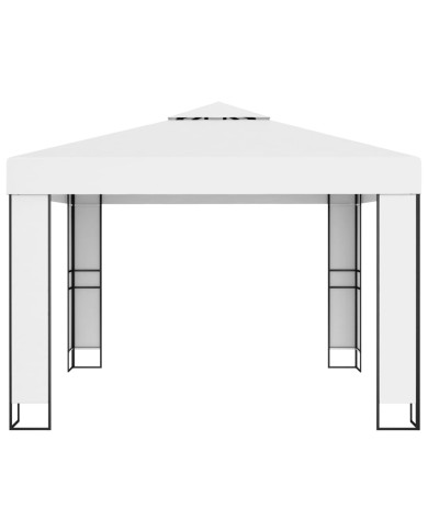 Tonnelle avec toit double 3x3 m Blanc