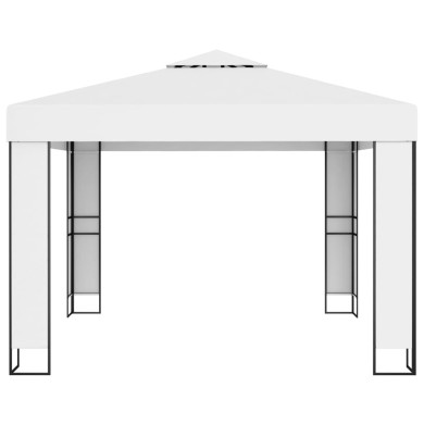 Tonnelle avec toit double 3x3 m Blanc
