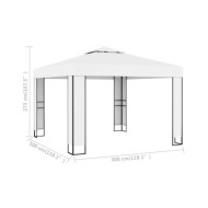 Tonnelle avec toit double 3x3 m Blanc