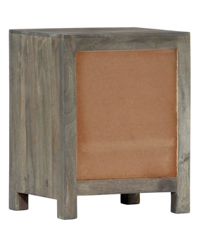 Table de chevet Gris 40x30x50 cm Bois de manguier massif