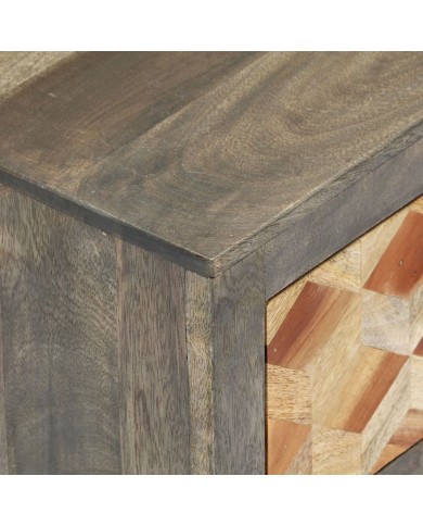 Table de chevet Gris 40x30x50 cm Bois de manguier massif