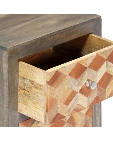 Table de chevet Gris 40x30x50 cm Bois de manguier massif