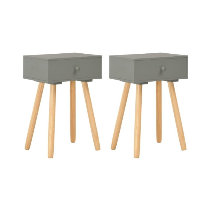 Table de chevet 2 pcs Gris Pin massif  