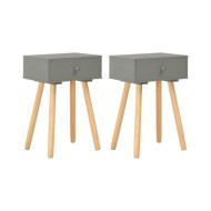 Table de chevet 2 pcs Gris Pin massif  