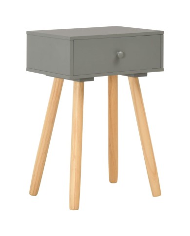 Table de chevet 2 pcs Gris Pin massif  