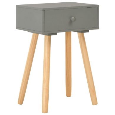 Table de chevet 2 pcs Gris Pin massif  