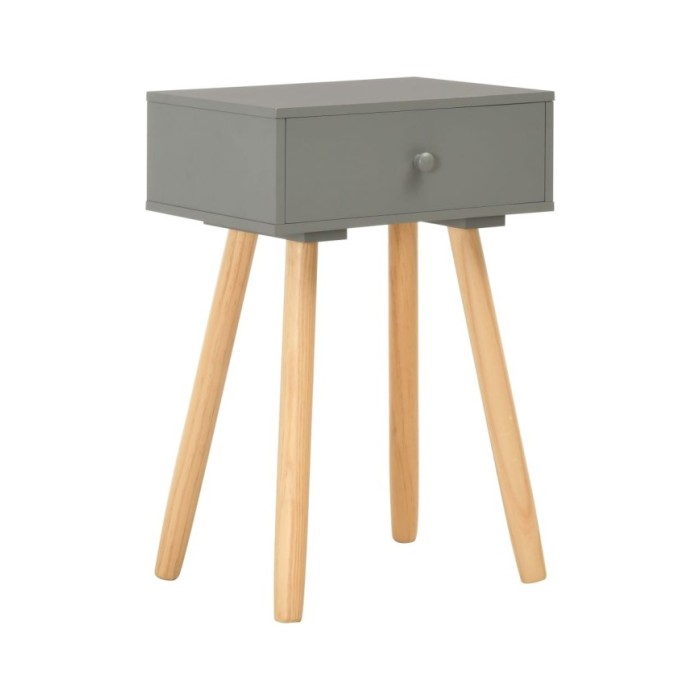 Table de chevet 2 pcs Gris Pin massif  