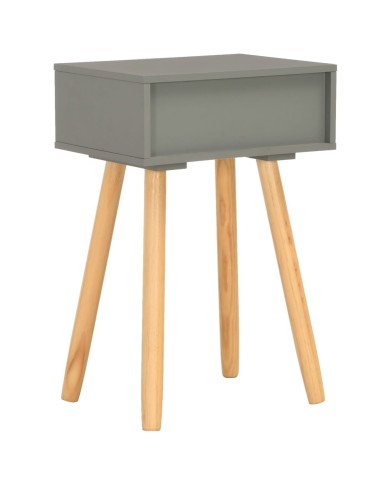 Table de chevet 2 pcs Gris Pin massif  