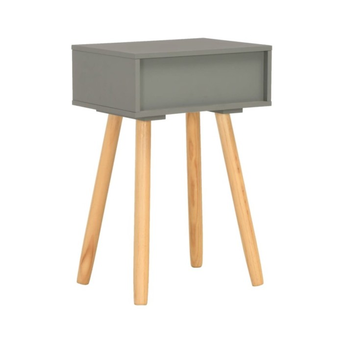 Table de chevet 2 pcs Gris Pin massif  