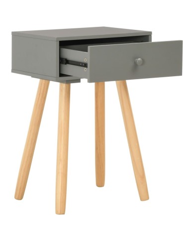 Table de chevet 2 pcs Gris Pin massif  