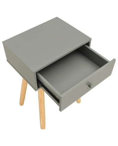 Table de chevet 2 pcs Gris Pin massif  
